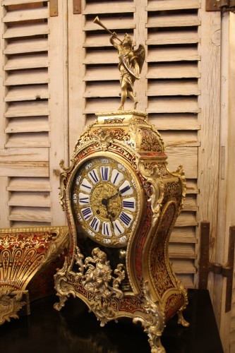 Horology  - Cartel and its console in Boulle style marquetry, Napoleon III period