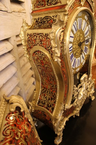 19th century - Cartel and its console in Boulle style marquetry, Napoleon III period