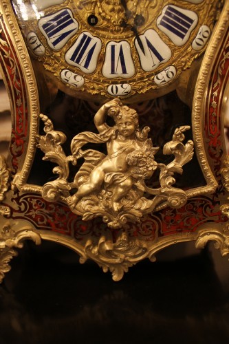 Napoléon III - Cartel and its console in Boulle style marquetry, Napoleon III period