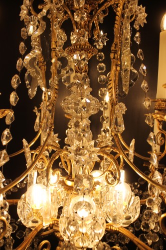  - Lustre à 25 lumières en bronze et cristal de Baccarat, fin du XIXe siècle