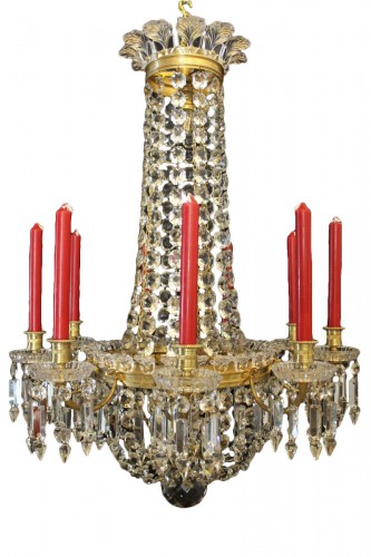 Baccarat - Lustre montgolfière en cristal, fin du XIXe siècle