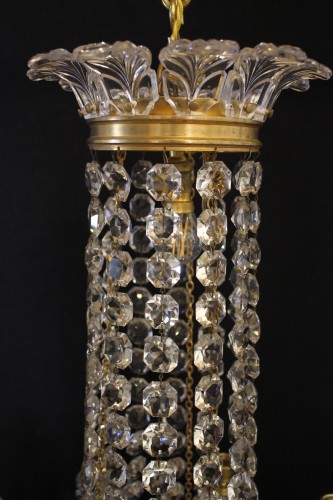 Antiquités - Baccarat - Lustre montgolfière en cristal, fin du XIXe siècle