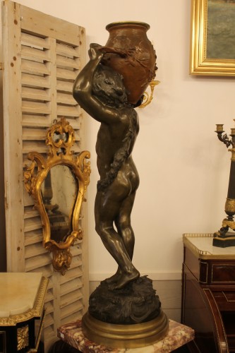 Sculpture Sculpture en Bronze - Enfant à la jarre - Auguste Moreau (1834-1917)