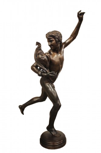 Le Vainqueur au combat de coq - Très grand bronze d' Alexandre FALGUIERE (1831-1900)