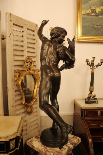 Sculpture Sculpture en Bronze - Le Vainqueur au combat de coq - Très grand bronze d' Alexandre FALGUIERE (1831-1900)