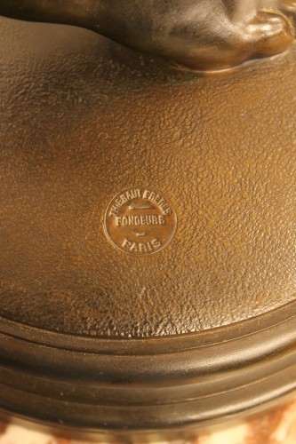XIXe siècle - Le Vainqueur au combat de coq - Très grand bronze d' Alexandre FALGUIERE (1831-1900)