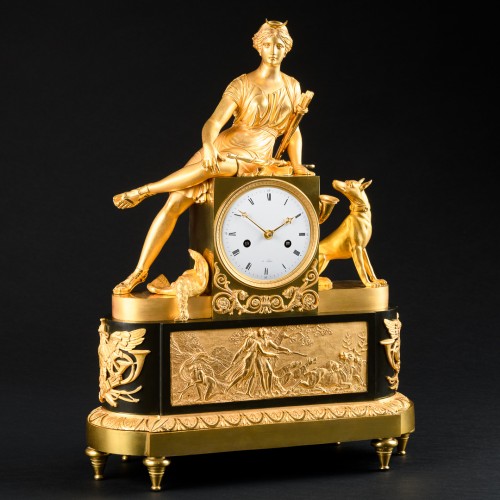 19th century - Empire Period Clock “Diana Huntress” - Attributed To Ravrio
