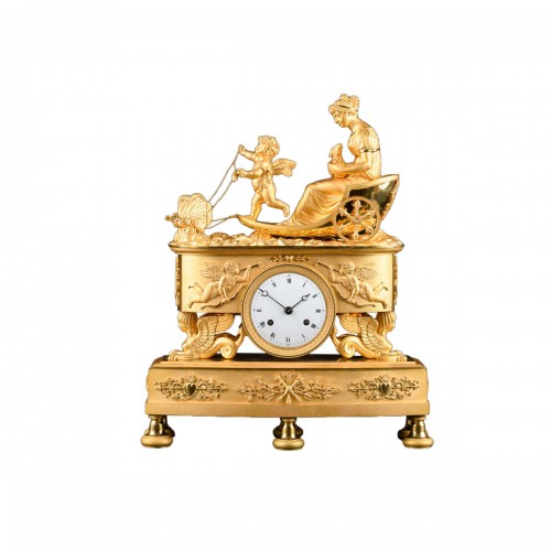Empire Chariot Clock “ Eros And Psyche ” Drawn By Butterflies