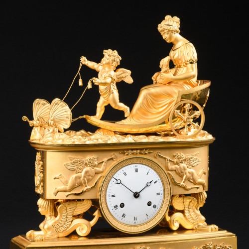 Empire Chariot Clock “ Eros And Psyche ” Drawn By Butterflies - Empire