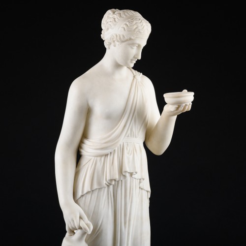 Marble Sculpture “Hebe Goddess Of Youth” After Bertel Thorvaldsen - Sculpture Style Napoléon III