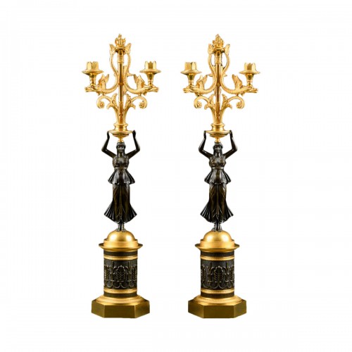 Pair Of Early Empire Period Candelabra With Caryatids