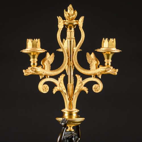 Pair Of Early Empire Period Candelabra With Caryatids - 