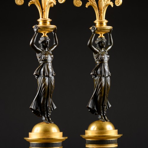 Pair Of Early Empire Period Candelabra With Caryatids - Empire