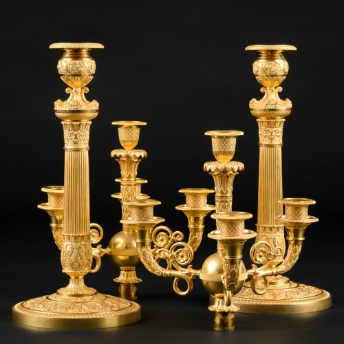 Paire de candélabres Empire - signés Gérard-Jean Galle - Luminaires Style Empire