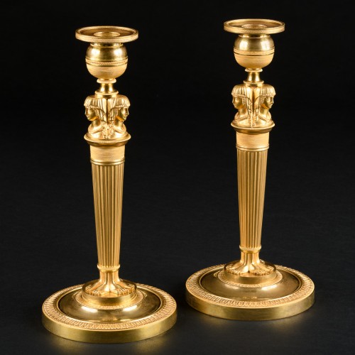 Lighting  - Pair Of Empire Candlesticks  “Retour D’egypte”