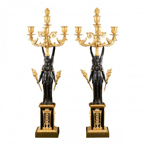 Pair Of Early Empire Candelabra With Victories 