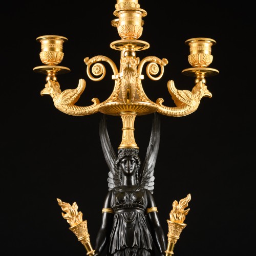 Lighting  - Pair Of Early Empire Candelabra With Victories 