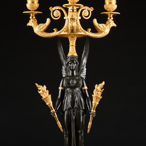 19th century - Pair Of Early Empire Candelabra With Victories 