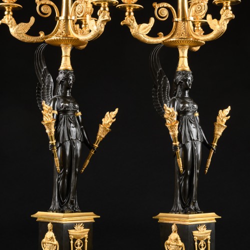 Empire - Pair Of Early Empire Candelabra With Victories 