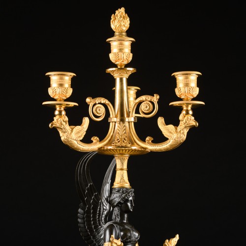 Antiquités - Pair Of Early Empire Candelabra With Victories 