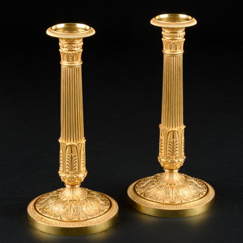 Pair of gilt bronze Empire candlesticks - Lighting Style Empire