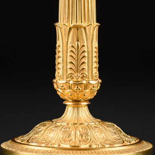 Pair of gilt bronze Empire candlesticks - 