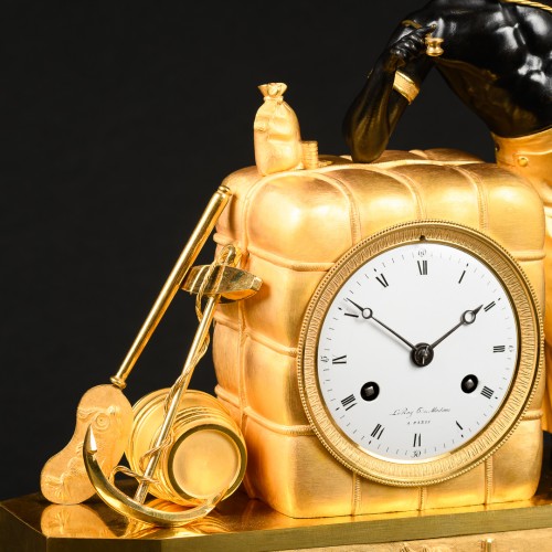 Empire - Rare Empire Mantel Clock “Le Matelot” After Design By Michel