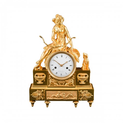 Diane Chasseresse - Pendule de cheminée d’époque Directoire