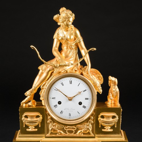 Diane Chasseresse - Pendule de cheminée d’époque Directoire - Horlogerie Style Directoire