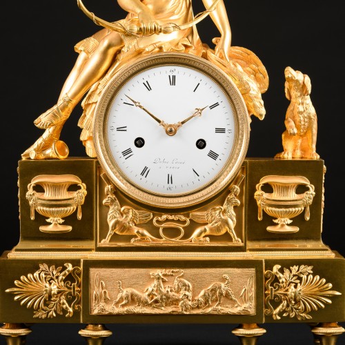 Horlogerie Pendule - Diane Chasseresse - Pendule de cheminée d’époque Directoire