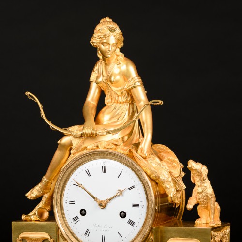 Antiquités - Diane Chasseresse - Pendule de cheminée d’époque Directoire