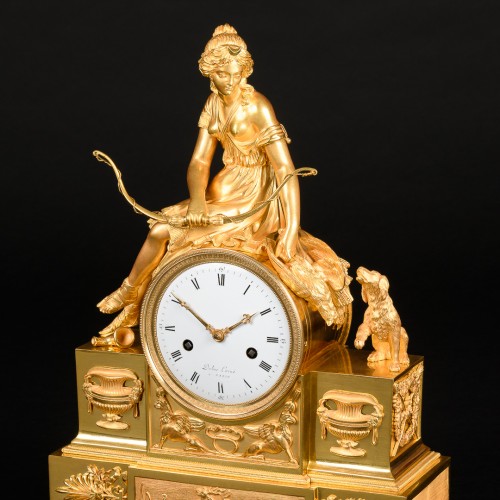 Antiquités - Diane Chasseresse - Pendule de cheminée d’époque Directoire