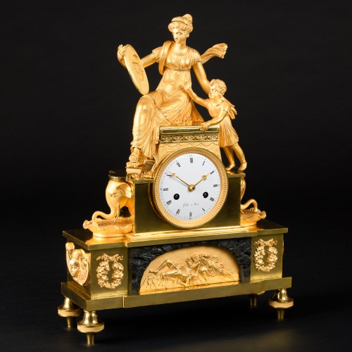 19th century - Tekmessa And Eurysakes - Empire Clock Signed Claude Galle