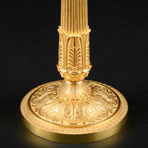 19th century - Pair of gilt bronze Empire candlesticks