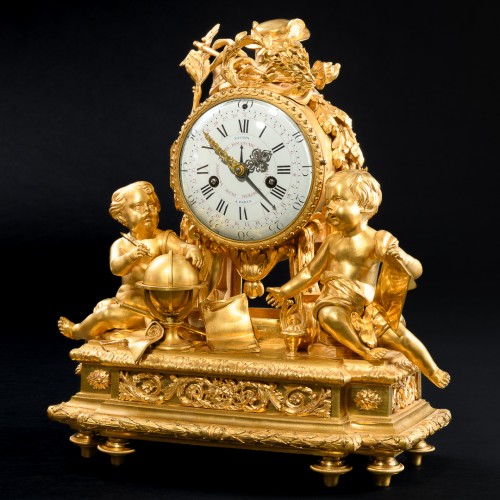 Antiquités - Pendule Louis XVI “Allégorie des sciences” d’après un modèle de Lieutaud