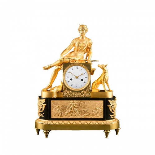 Large Empire Period Clock “Diana Huntress” - Attributed To Ravrio
