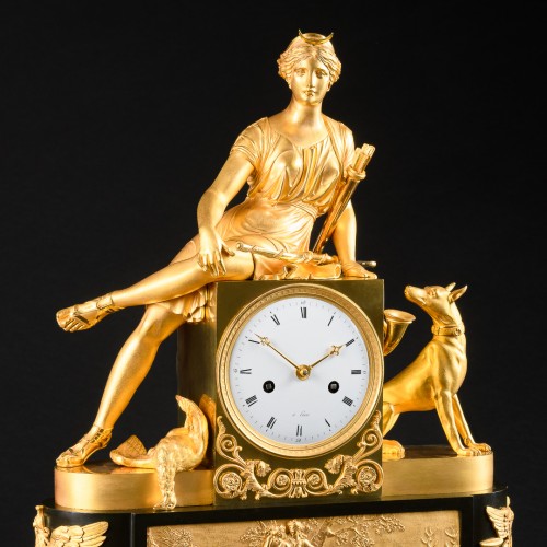 Large Empire Period Clock “Diana Huntress” - Attributed To Ravrio - Empire