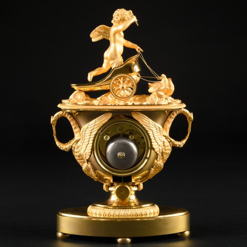 Antiquités - Empire Mantel Clock “Eros Guiding A Chariot”