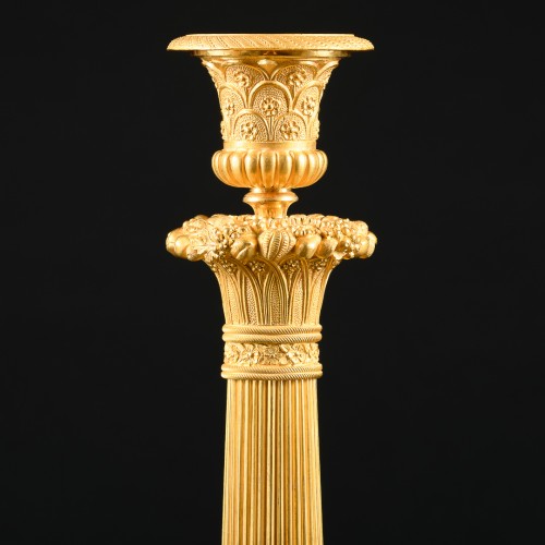 Lighting  - Pair Of Empire Candlesticks , model by Gérard-Jean Galle