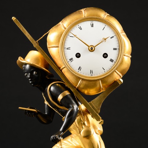 Horology  - Empire Clock &quot;Le Portefaix&quot; After Design By Jean-André Reiche 