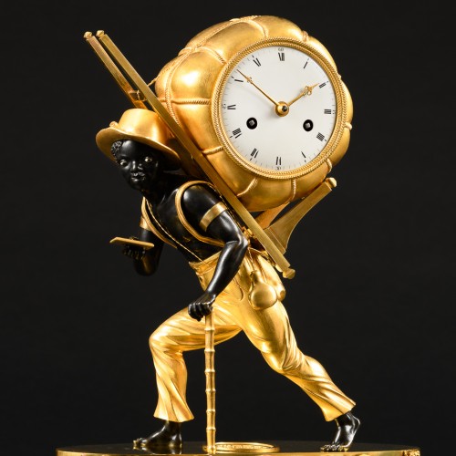 19th century - Empire Clock &quot;Le Portefaix&quot; After Design By Jean-André Reiche 