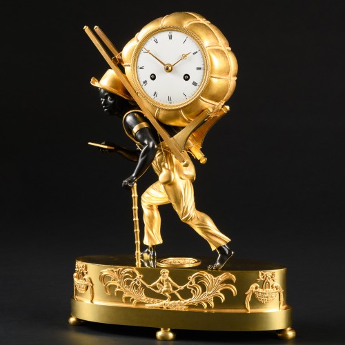 Empire - Empire Clock &quot;Le Portefaix&quot; After Design By Jean-André Reiche 