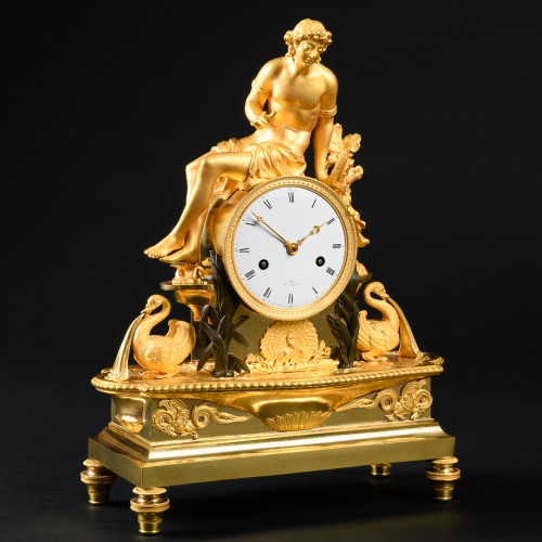 XIXe siècle - Narcisse, pendule de cheminée mythologique d'époque Empire