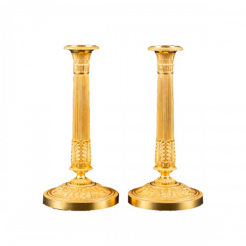 Pair Of Empire Candlesticks - Signed Gérard-Jean Galle
