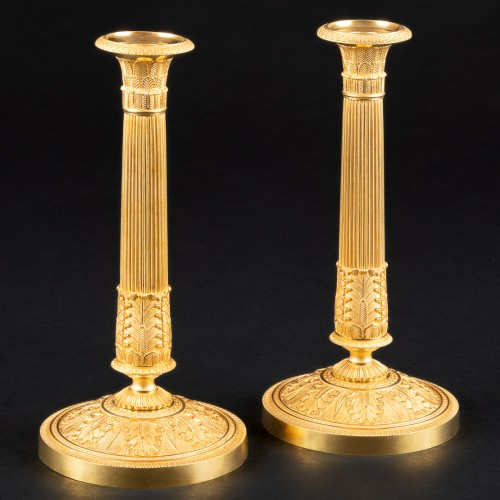 Pair Of Empire Candlesticks - Signed Gérard-Jean Galle - Empire