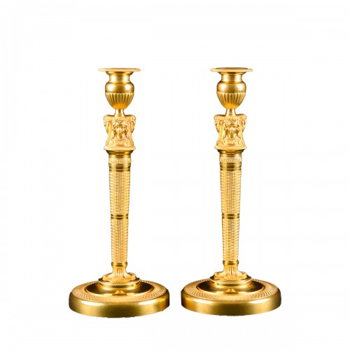 Pair Of Empire Candlesticks , model by Claude Galle