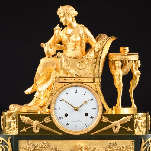 Empire Mantel Clock “Lettre D’Amour”, model by  François-Louis Savart - Horology Style Empire