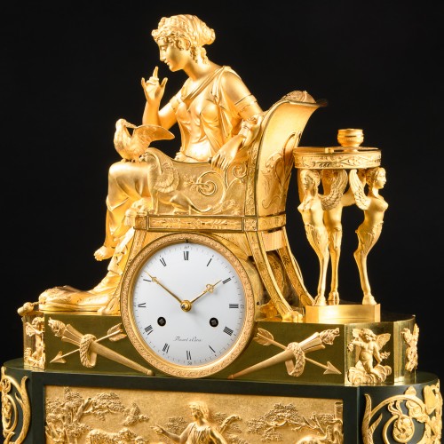 Antiquités - Empire Mantel Clock “Lettre D’Amour”, model by  François-Louis Savart