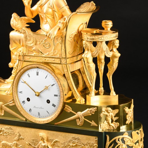 Antiquités - Empire Mantel Clock “Lettre D’Amour”, model by  François-Louis Savart