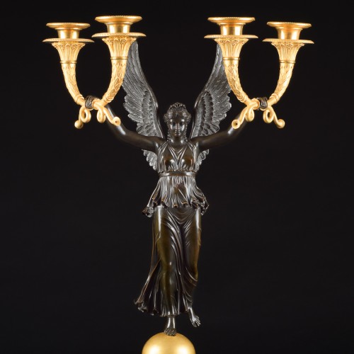 Grande paire de candélabres Empire, modèle de Rabiat - Luminaires Style Empire